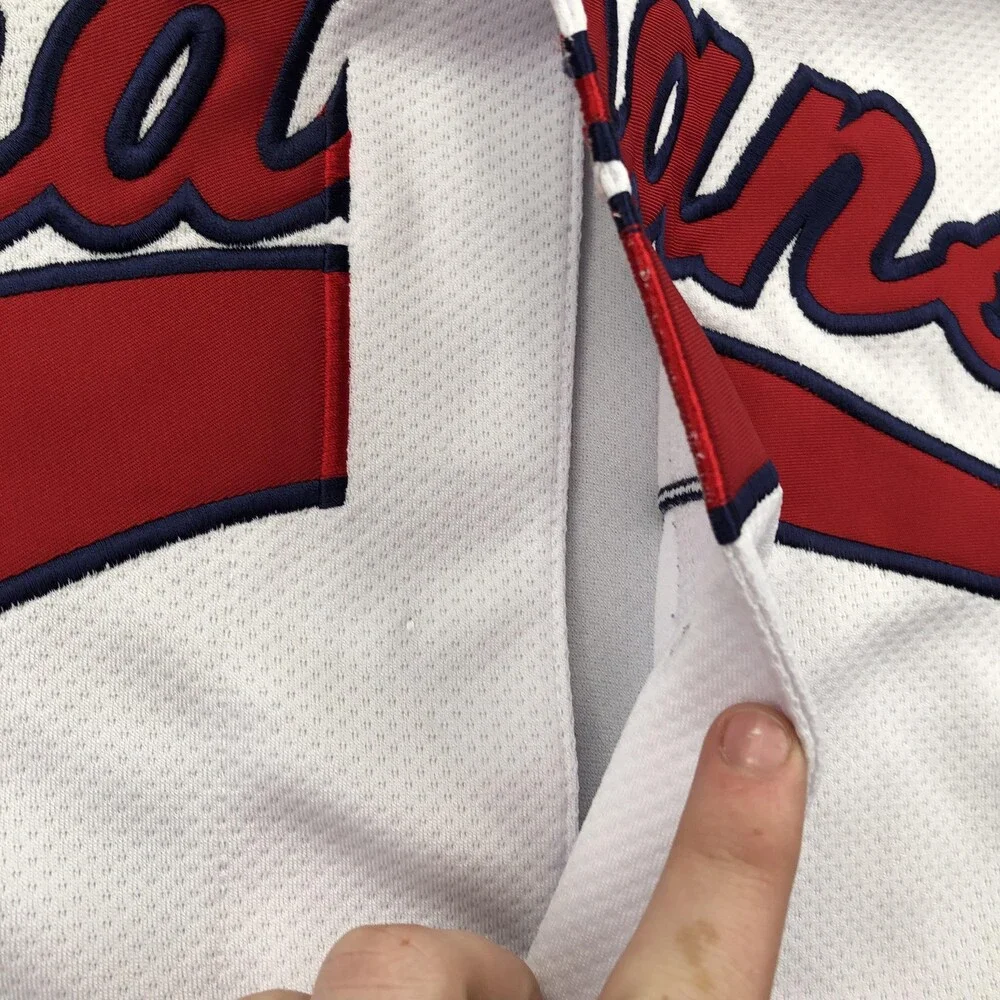 Vintage Cleveland Indians Jersey Mens XL White Blue MLB Majestic Button Front